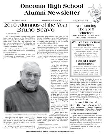 Oneonta High School Alumni Newsletter Bruno Scavo