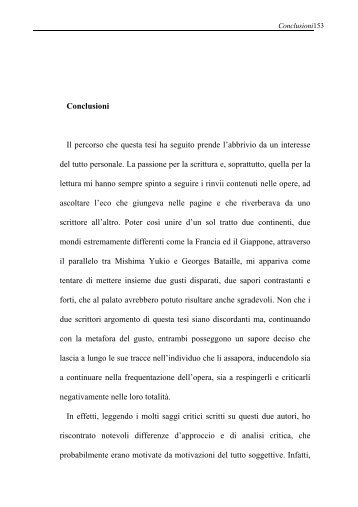 Conclusioni Il percorso che questa tesi ha seguito prende l'abbrivio ...