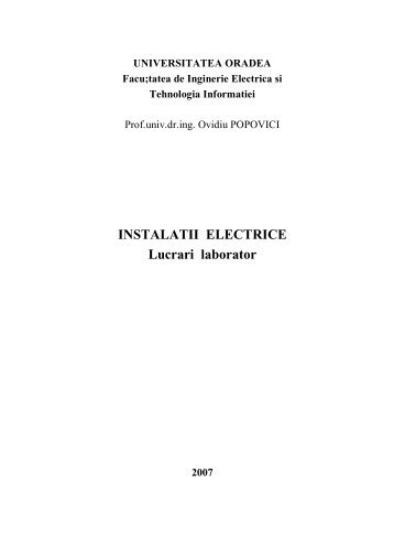 Instalatii electrice (Indrumator laborator) - Ovidiu Popovici