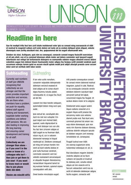 Newsletter Template PDF - Unison