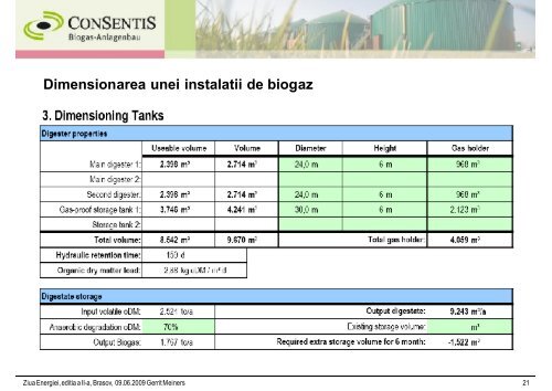 Planificarea si dimensionarea unei instalatii de biogaz - Ziua Energiei