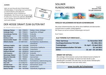 sollner rundschreiben der heisse draht zum guten rat - TSV Solln