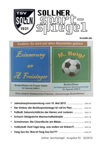 Sollner Sportspiegel Ausgabe 92 02/2010 tsvsolln.de ...