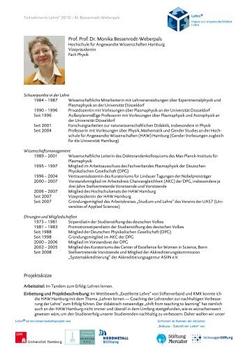 Prof. Prof. Dr. Monika Bessenrodt-Weberpals Projektskizze