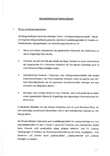 Rückbürgschaftserklärung Bund 2013 - Bürgschaftsbank NRW