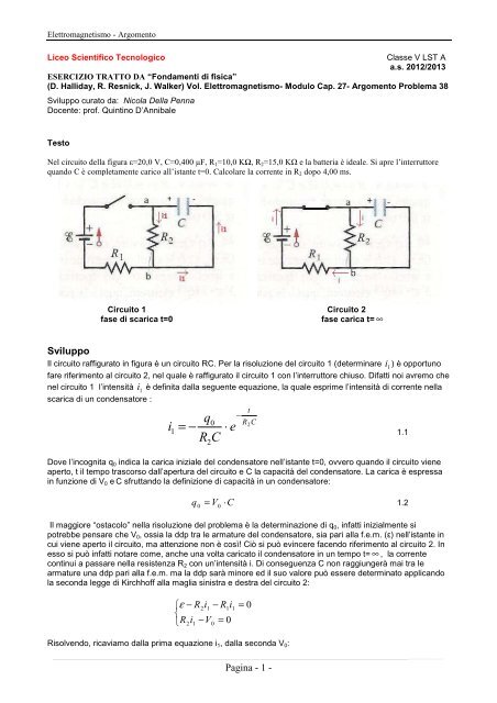 SCARICARE DEL CONDENSATORE DEFINIZIONE