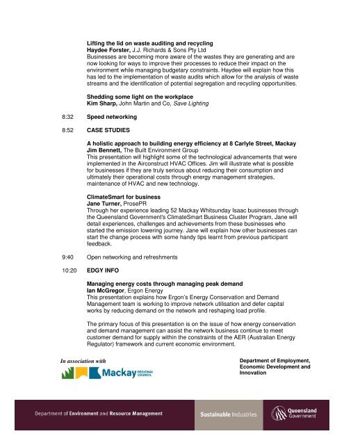 QWESTNet Mackay Business Bottom Line Savings forum agenda ...