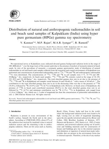 Distribution of natural and anthropogenic radionuclides in soil and ...
