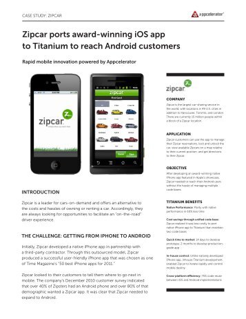 Zipcar ports award-winning iOS app to Titanium to reach Android customers