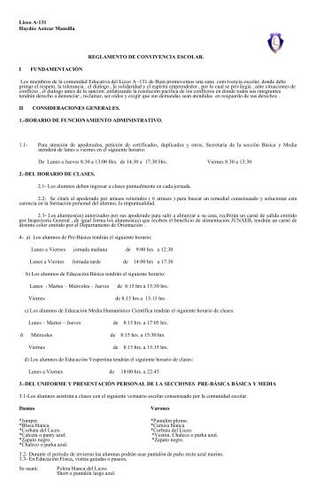 Liceo A-131 Haydée Azócar Mansilla REGLAMENTO DE ...