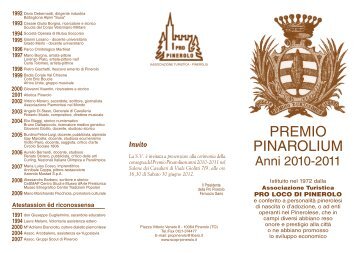 PREMIO PINAROLIUM - Comune di Pinerolo