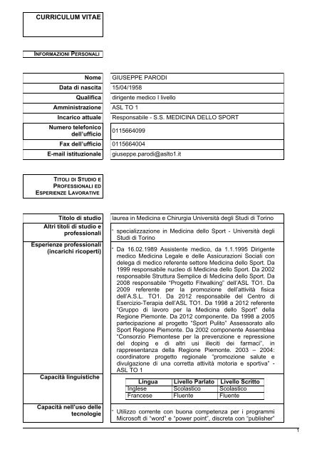 curriculum vitae - ASL TO 1