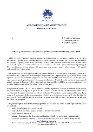 Tecnica2000 lettera - AIFI Campania