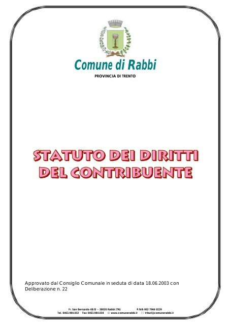 Regolamento Statuto dei Diritti del Contribuente - Comune di Rabbi