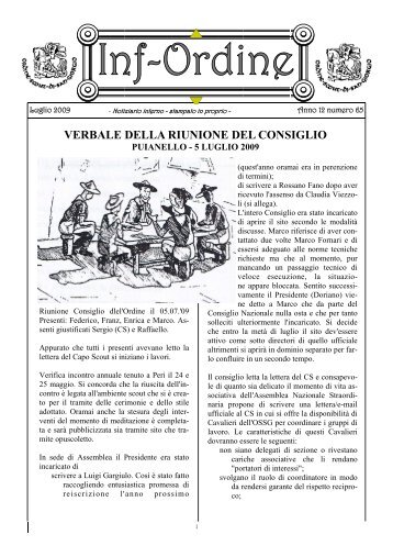 verbale della riunione del consiglio - Ordine Scout di San Giorgio ...