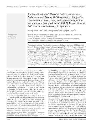 Reclassification of Flavobacterium resinovorum Delaporte and ...