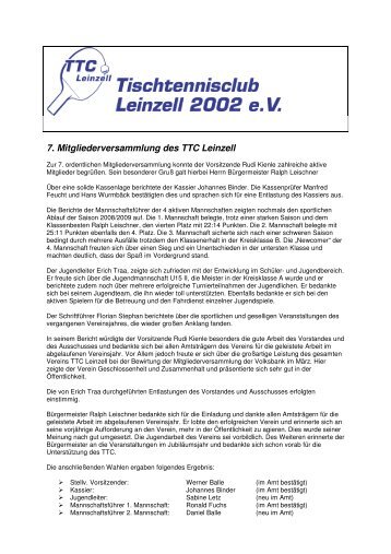 Bericht - TTC Leinzell