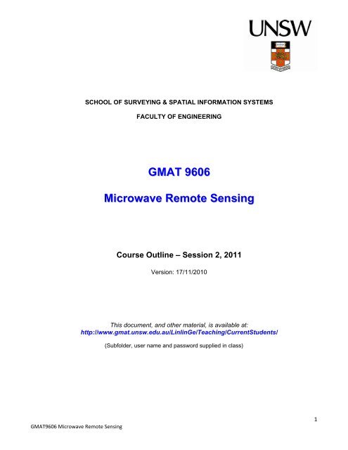 Gmat9606 Microwave Remote Sensing Surveying And Geospatial - 