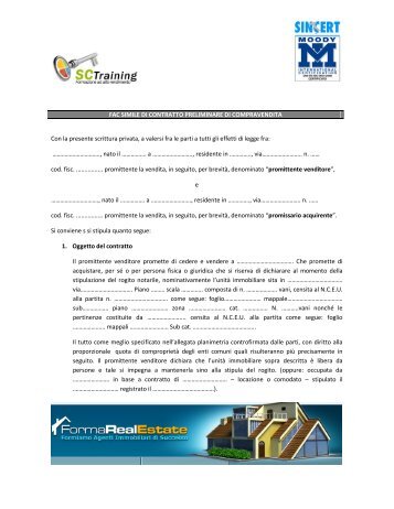 Modello contratto preliminare di compravendita - FormaRealEstate