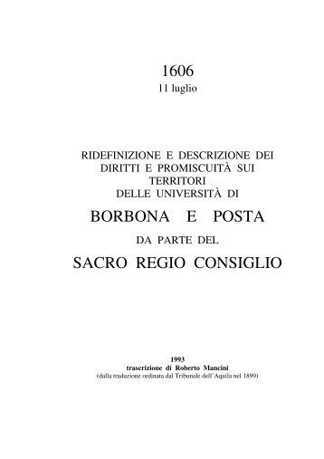 1606 BORBONA E POSTA SACRO REGIO CONSIGLIO - Comune di ...