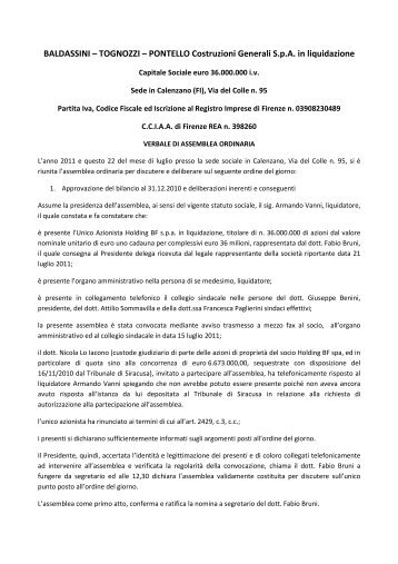 PONTELLO Costruzioni Generali SpA in liquidazione - Baldassini ...