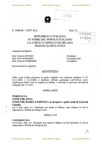 SENTENZA - Giustizia a Milano