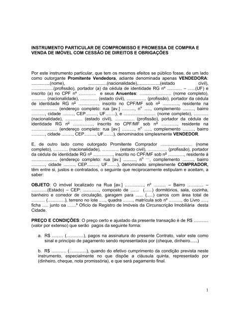 Contrato de promessa de venda e compra com anuentes