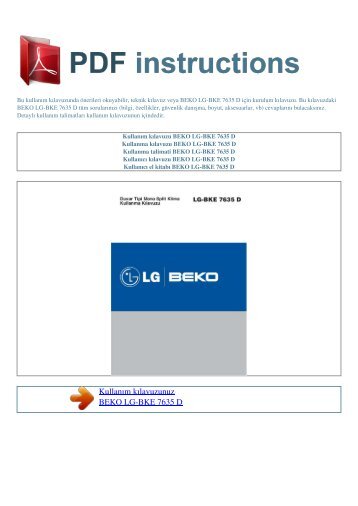 Kullanım kılavuzu BEKO LG-BKE 7635 D - PDF INSTRUCTIONS