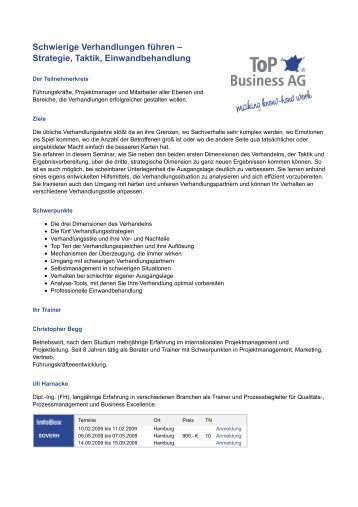 Strategie, Taktik, Einwandbehandlung - TOP Business AG