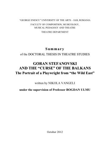 goran stefanovski and the - Universitatea de Arte "George Enescu"