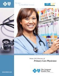 Primary Care Physicians - Blue Cross Blue Shield Vermont