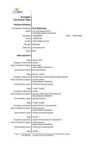 Pero Stefanovski, PhD - full CV - University American College Skopje