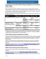 Correction to the 2013 HCPCS Special Bulletin for ... - TMHP