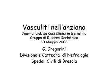 Vasculiti nell'anziano Journal club su Casi Clinici in Geriatria ... - GrG