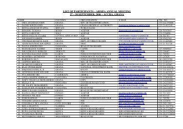 LIST OF PARTICIPANTS – ARMFA ANNUAL MEETING 27 – 30 ...