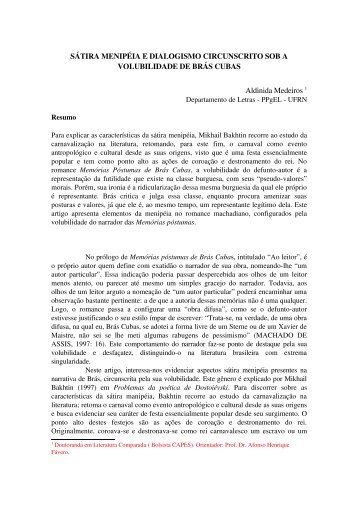 sátira menipéia e dialogismo circunscrito sob a volubilidade ... - cchla