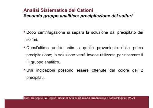 Analisi Sistematica dei Cationi - CTF