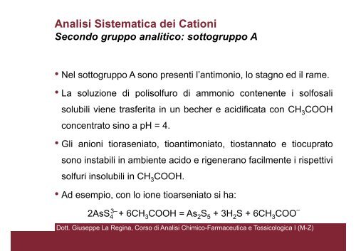 Analisi Sistematica dei Cationi - CTF