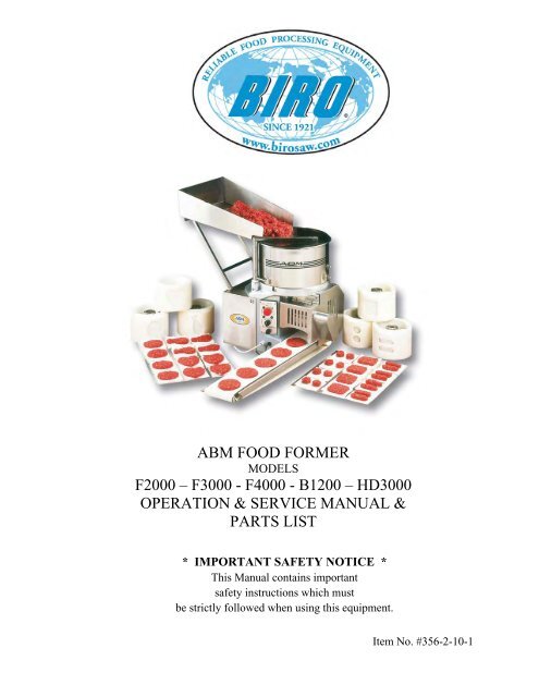 ABM FOOD FORMER F2000 – F3000 - F4000 - B1200 – HD3000 ...