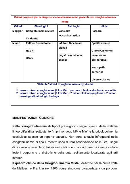 crioglobuline & crioblobulinemie - G. Rummo