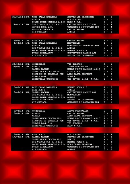 giornate precedenti giovanissimi provinciali - ASD Hermes Roma CS