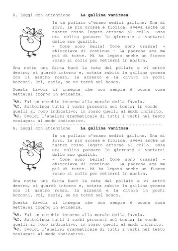 A. Leggi con attenzione La gallina vanitosa In un ... - La Teca Didattica