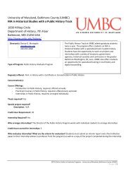 University of Maryland, Baltimore County (UMBC) MA in Historical ...