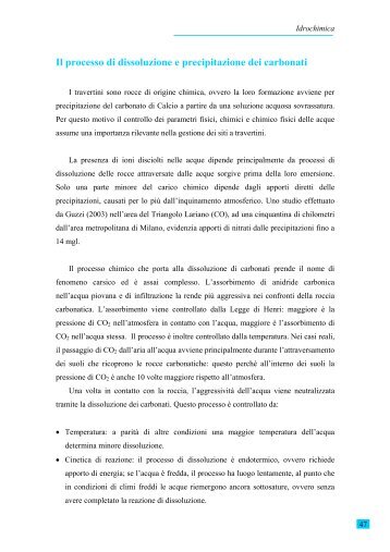 Il processo di dissoluzione e precipitazione dei carbonati - Parco di ...