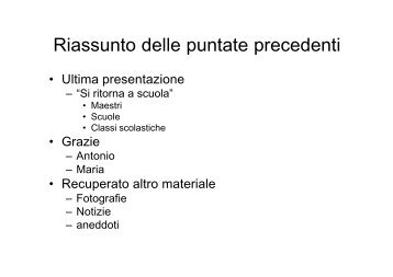 Riassunto delle puntate precedenti - Pereto