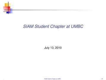 SIAM Student Chapter at UMBC