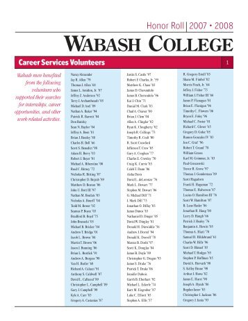 Career Services - Wabash College