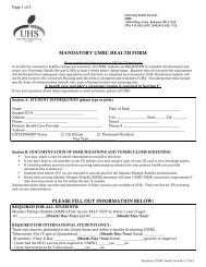 Mandatory Health Form - UMBC