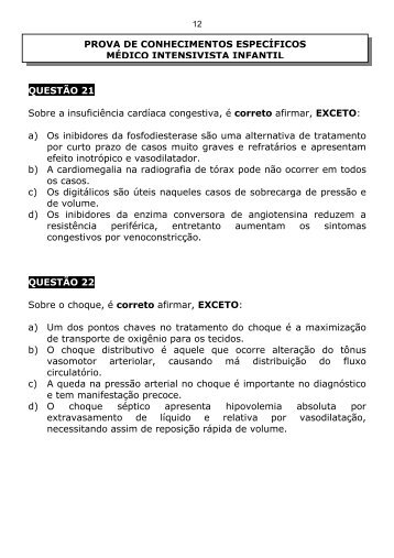 QUESTÃO 21 Sobre a insuficiência cardíaca congestiva, é ... - Fumarc