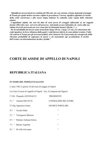 corte di assise di appello di napoli - Comitato Claudio Miccoli